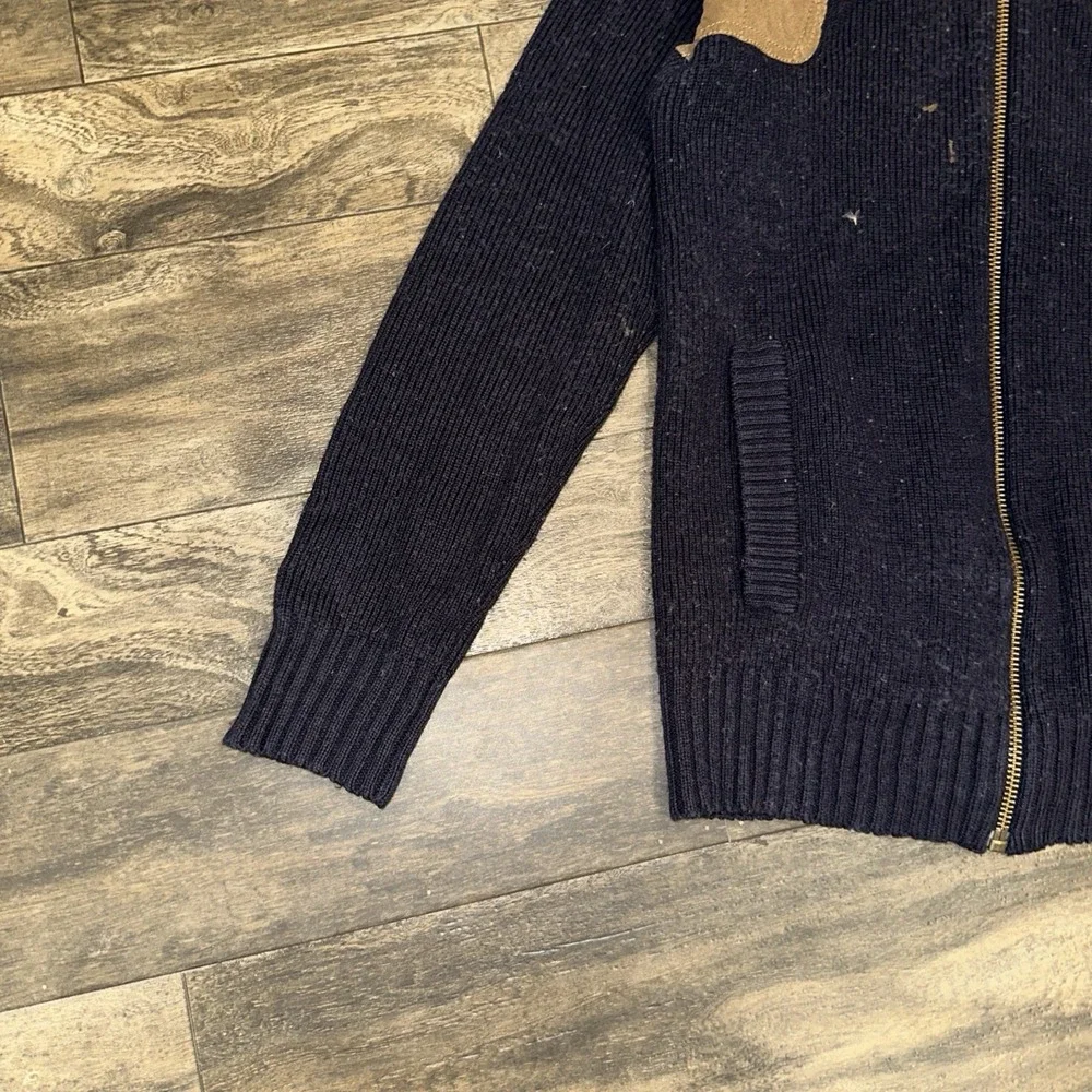 Vintage Eddie Bauer Merino Wool Full-Zip Sportsman Sweater Men's Size S Navy